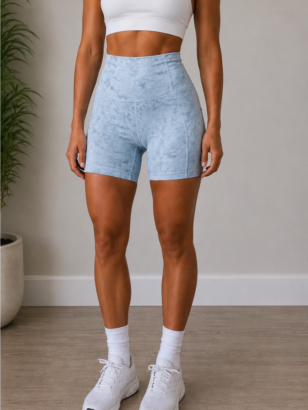 lululemon athletica High-Rise Sky Blue Textured Bike Shorts